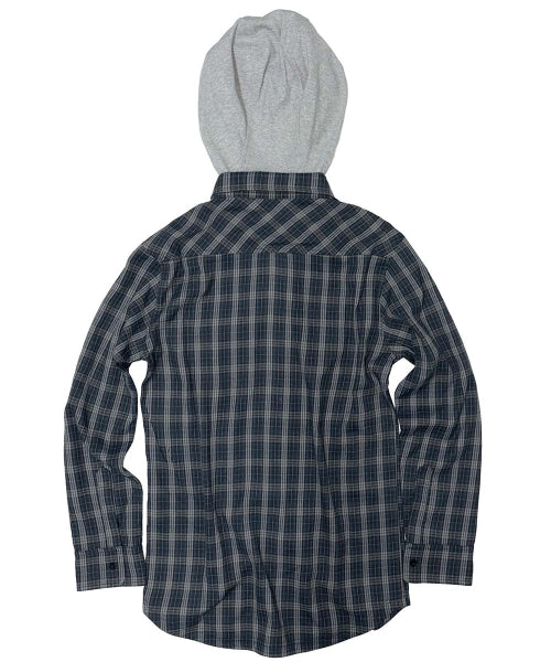 BOYFRIEND HOODED SHIRTS PURPLE CHECK AS SHOWN
