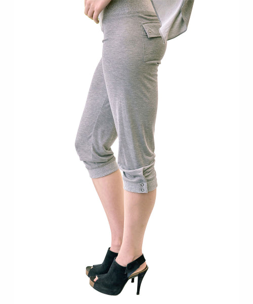 JERSEY CAPRI PANTS - 4 COLORS MELANGE GREY