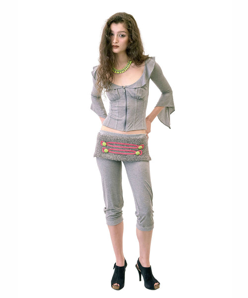 JERSEY CAPRI PANTS - 4 COLORS MELANGE GREY