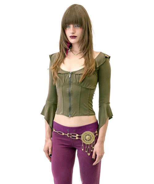 CORSET JERSEY BLOUSE - 4 COLORS KHAKI