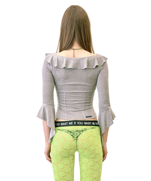 CORSET JERSEY BLOUSE - 4 COLORS MELANGE GREY