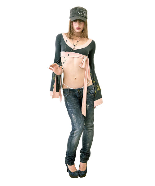 ZEN KIMONO TOP SAGE - 3 COLORS BLACK