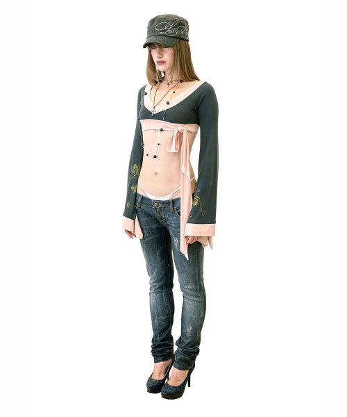 ZEN KIMONO TOP SAGE - 3 COLORS BLACK