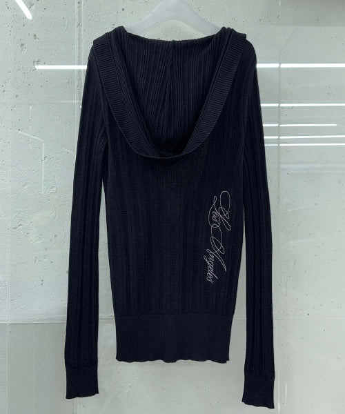 DEEP V CUT HOODED SWEATER - 2 COLORS BLACK