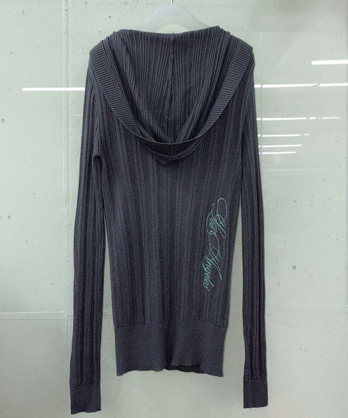 DEEP V CUT HOODED SWEATER HEATHER CHARCOAL
