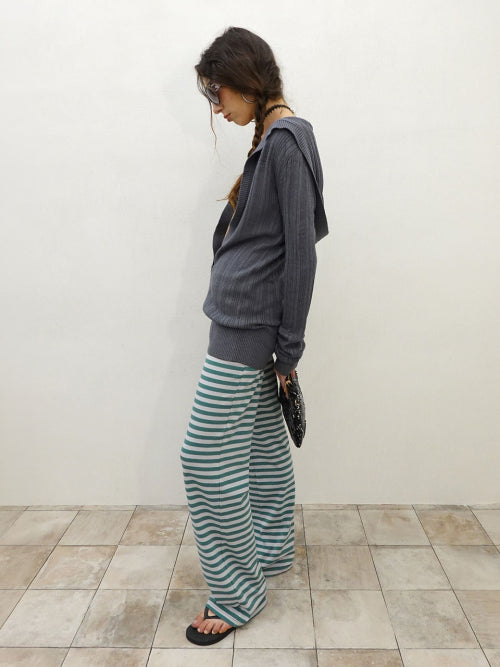DEEP V CUT HOODED SWEATER HEATHER CHARCOAL