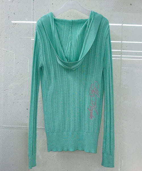 DEEP V CUT HOODED SWEATER - 2 COLORS MINT