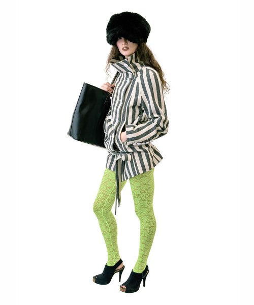 WOOL TRENCH HALF COAT GRAY STRIPE AS SHOWN