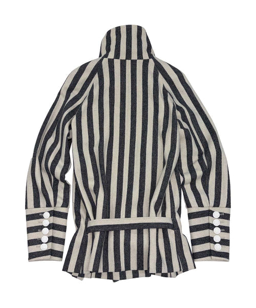 WOOL TRENCH HALF COAT GRAY STRIPE AS SHOWN