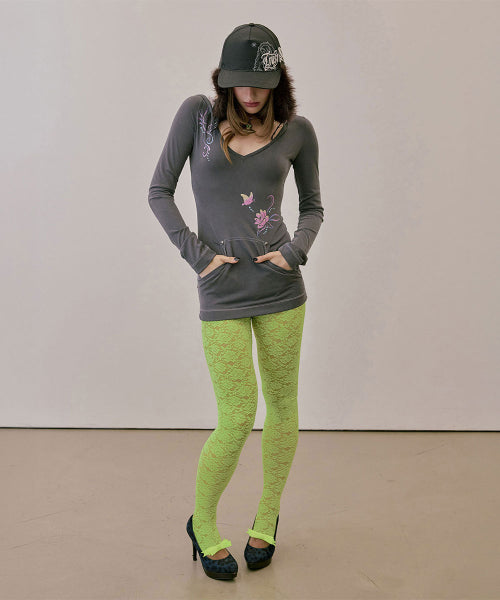 CHEEKY LACE LEGGINGS - 4 COLORS GREEN