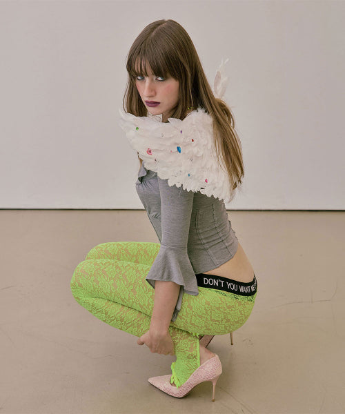 CHEEKY LACE LEGGINGS - 4 COLORS GREEN
