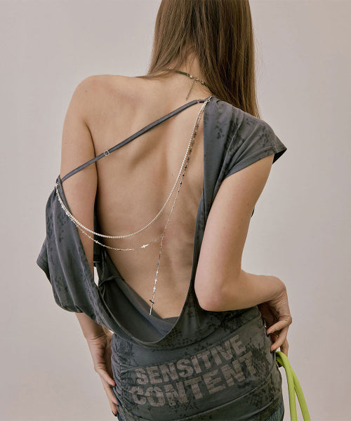 ROSARY BACKLESS DRESS - 3 COLORS CHARCOAL