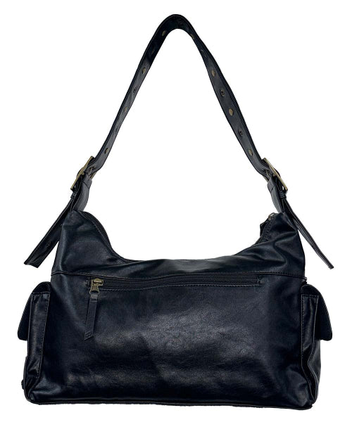 STUD EYELET SHOULDER BAG - 3 COLORS BLACK