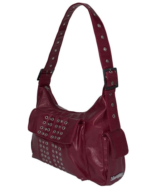 STUD EYELET SHOULDER BAG - 3 COLORS RED