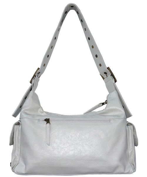 STUD EYELET SHOULDER BAG - 3 COLORS IVORY