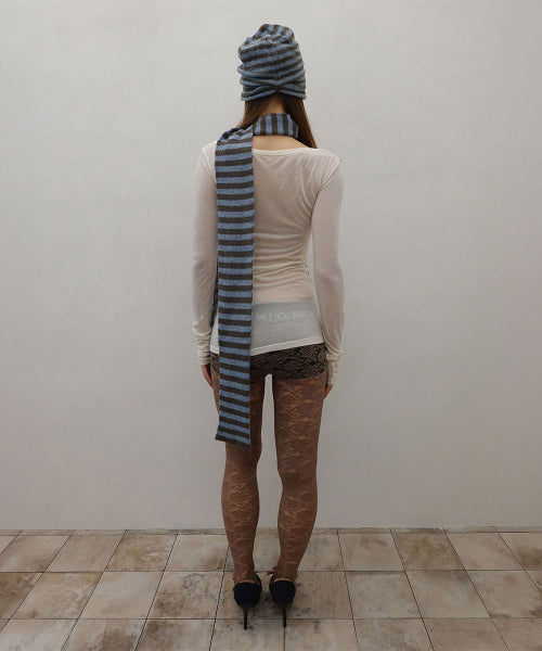 MOHAIR BLEND STRIPE SCARF - 3 COLORS BROWN
