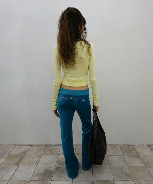 LACE TRIM HENLEY TOP - 3 COLORS LEMON