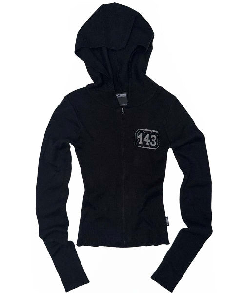 143 KNIT ZIP HOODIE - 2 COLORS BLACK