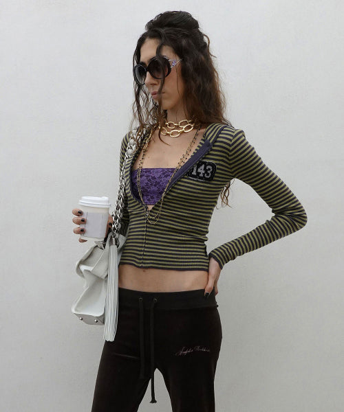 143 KNIT ZIP HOODIE - 2 COLORS PURPLE