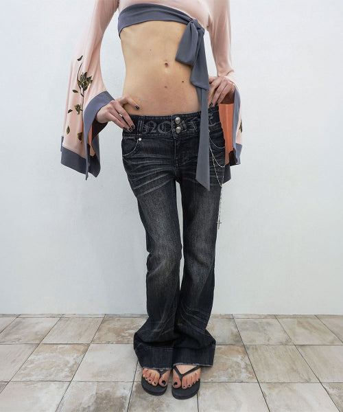 CONFESSION CHAIN DENIM ACID BLACK