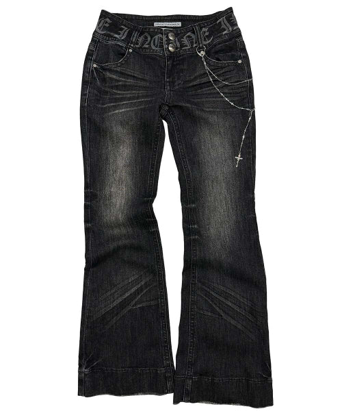CONFESSION CHAIN DENIM ACID BLACK