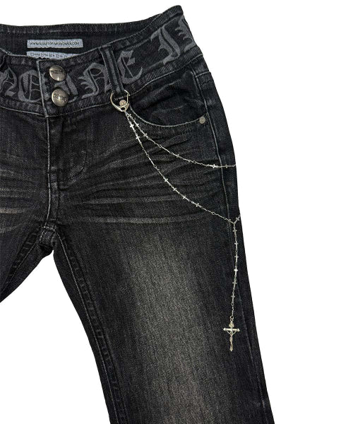 CONFESSION CHAIN DENIM ACID BLACK