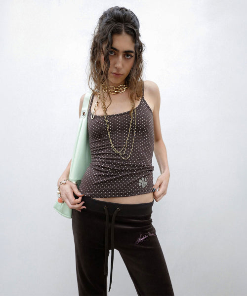 SWEET KITTY DOT TANK TOP - 4 COLORS BROWN