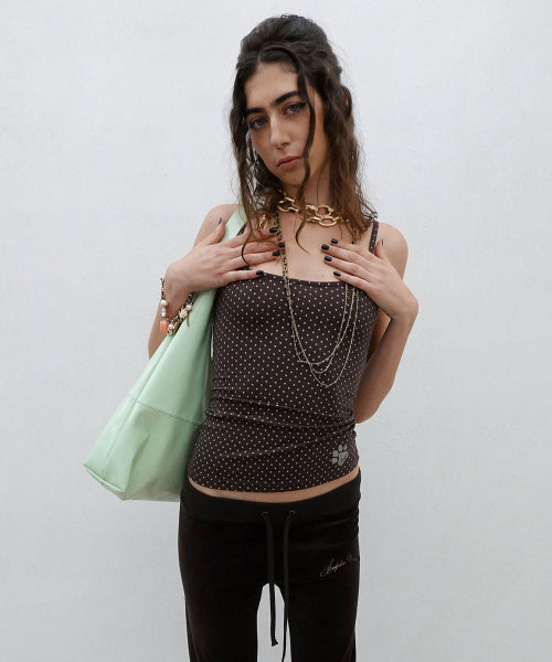 SWEET KITTY DOT TANK TOP - 4 COLORS BROWN