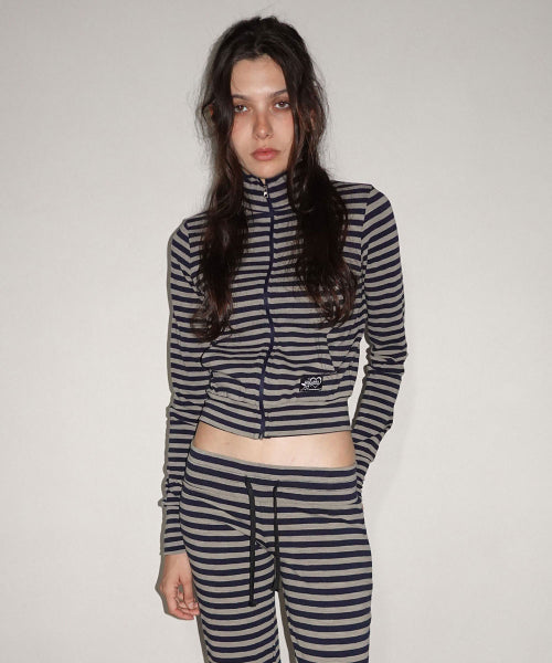 CLASSIC STRIPED JERSEY ZIP UP TEAL - 4 COLORS NAVY