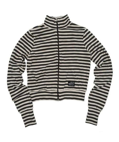 CLASSIC STRIPED JERSEY ZIP UP TEAL - 4 COLORS CHARCOAL