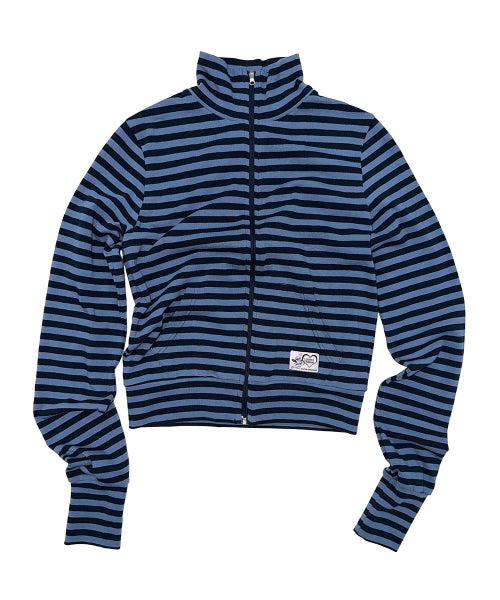 CLASSIC STRIPED JERSEY ZIP UP TEAL - 4 COLORS BLUE