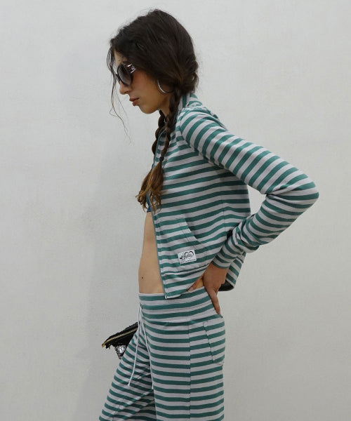 CLASSIC STRIPED JERSEY ZIP UP TEAL - 4 COLORS TEAL