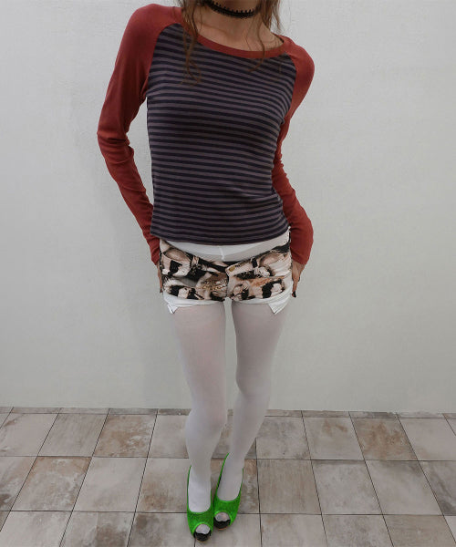 STRIPED RAGLAN TEE - 3 COLORS RED