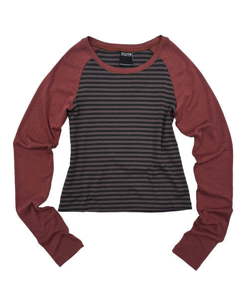 STRIPED RAGLAN TEE - 3 COLORS RED