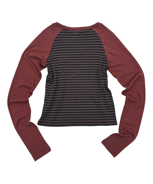 STRIPED RAGLAN TEE - 3 COLORS RED