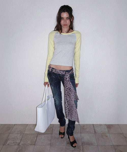 STRIPED RAGLAN TEE - 3 COLORS LEMON