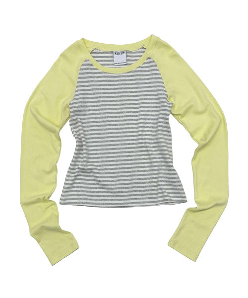 STRIPED RAGLAN TEE - 3 COLORS LEMON