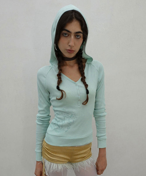 CREST HENLEY HOODIE - 4 COLORS MINT