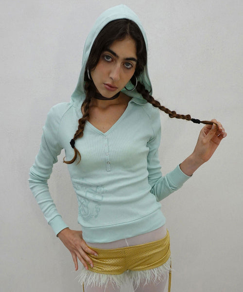 CREST HENLEY HOODIE - 4 COLORS MINT