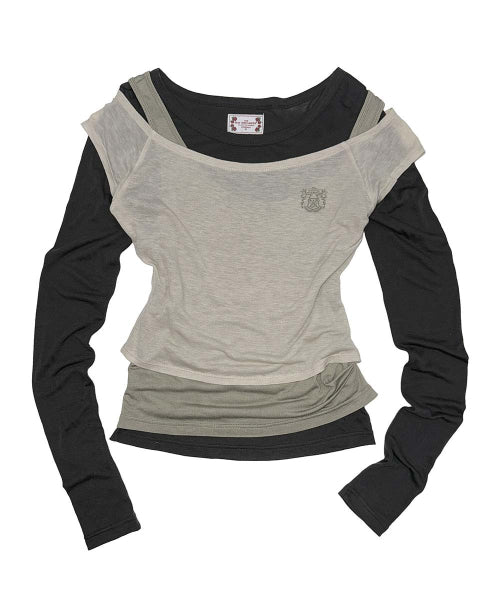 LAZY LAYERED TEE SALMON - 7 COLORS KHAKI