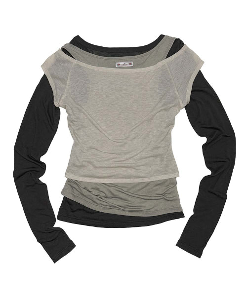 LAZY LAYERED TEE SALMON - 7 COLORS KHAKI