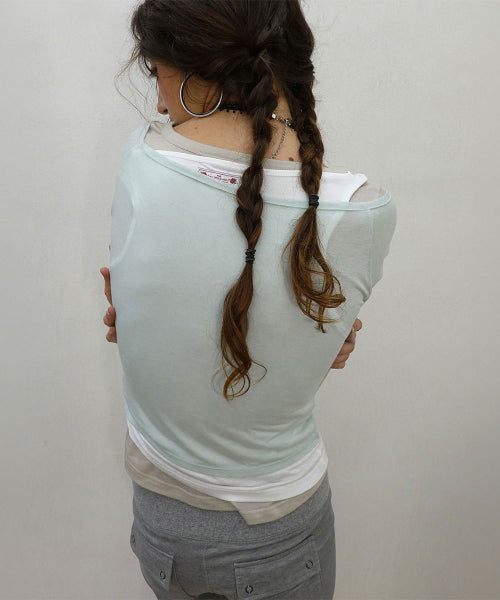 LAZY LAYERED TEE SALMON - 7 COLORS MINT