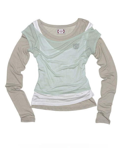 LAZY LAYERED TEE SALMON - 7 COLORS MINT