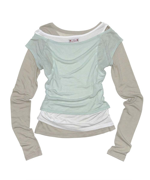 LAZY LAYERED TEE SALMON - 7 COLORS MINT