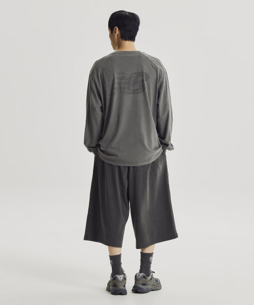 ESCAPE DYED LONG SLEEVE TEE - 3 COLORS CHARCOAL