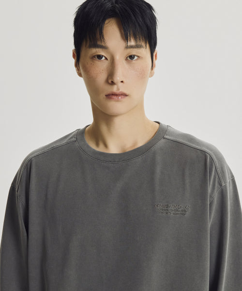 ESCAPE DYED LONG SLEEVE TEE - 3 COLORS CHARCOAL