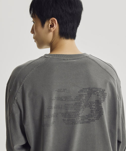 ESCAPE DYED LONG SLEEVE TEE - 3 COLORS CHARCOAL