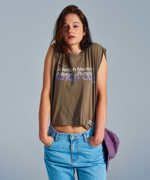 MNS X AMERICAN APPAREL TODAY SLEEVELESS (OVER-FIT) - 4 COLORS BROWN