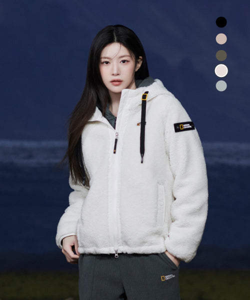 WOMEN COSTONI HOOD FLEECE JACKET #高允真同款! - 5 COLORS O WHITE