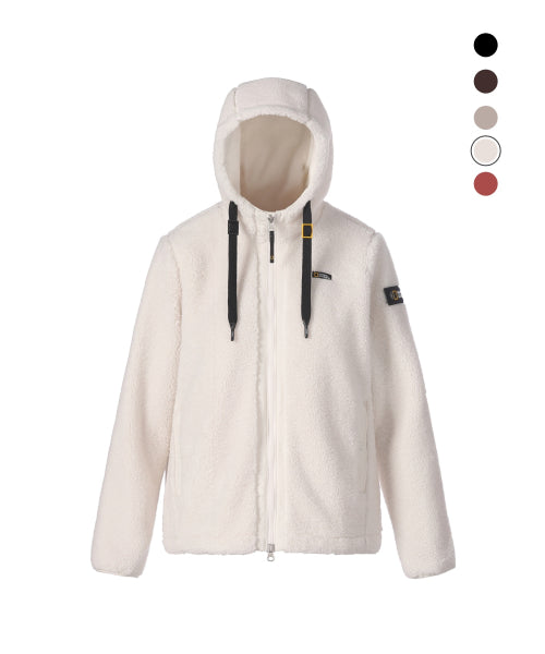 WOMEN COSTONI HOOD FLEECE JACKET #高允真同款! - 5 COLORS O WHITE
